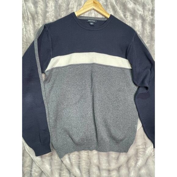 NAUTICA Men's Sweater Navy Blue / Gray Size M‎ - Picture 1 of 3